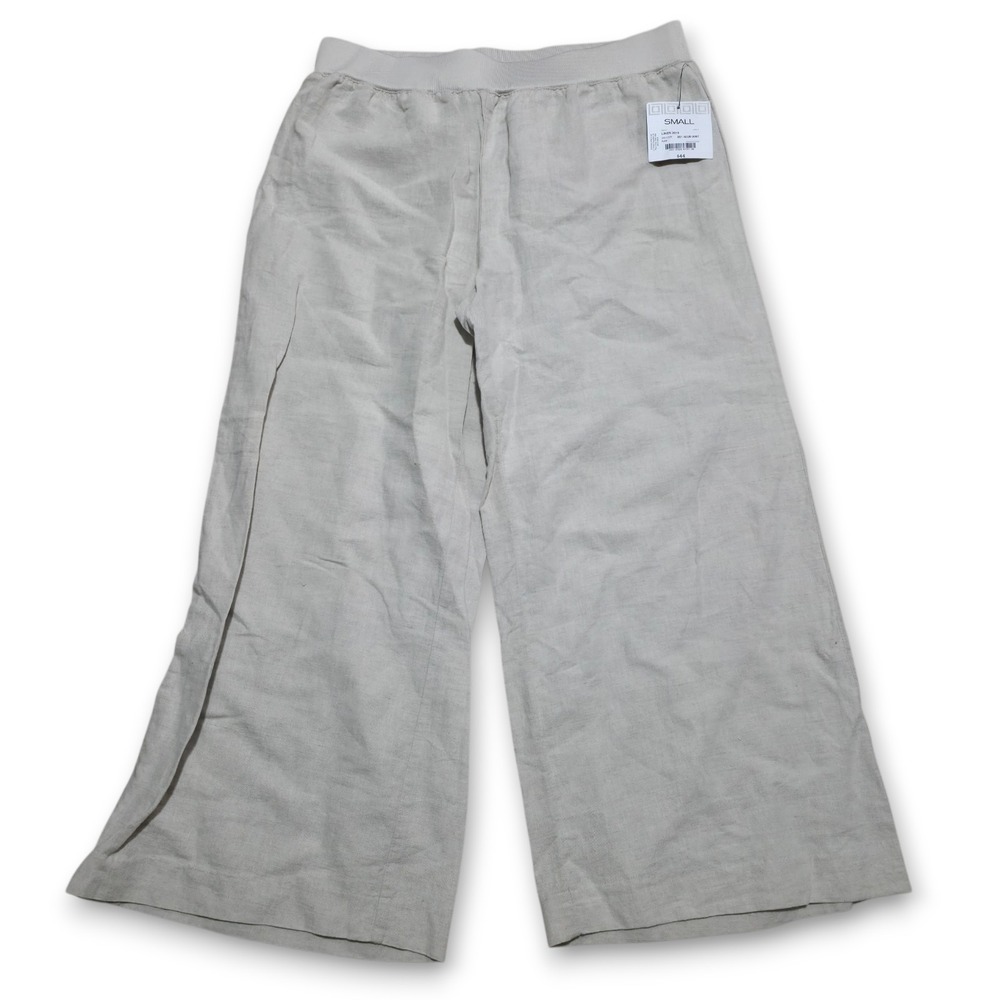Liz Claiborne Pants Womens Small Flax Linen Blend Pull On Wide Leg Pockets New